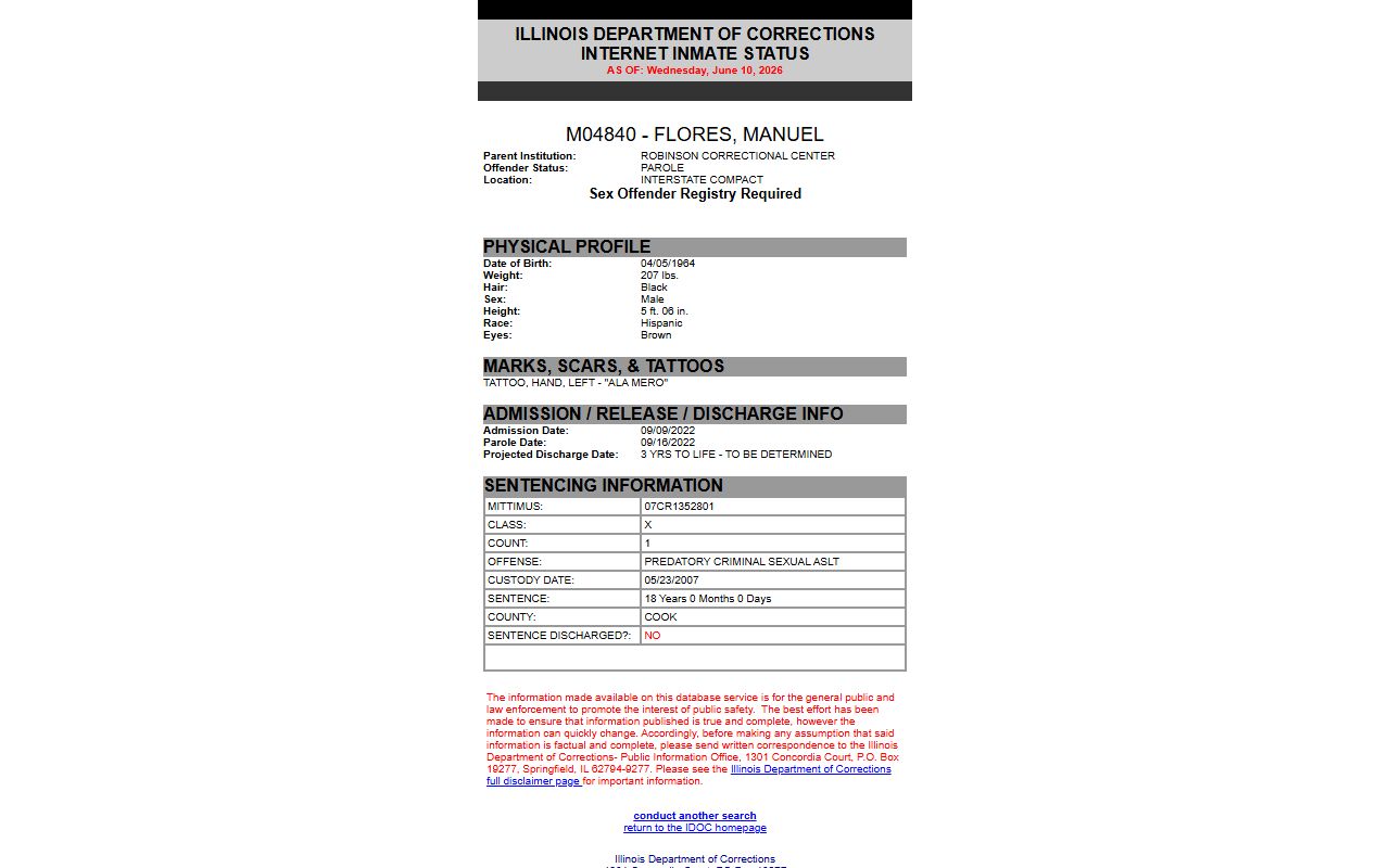 Macoupin County mugshots compared with state IDOC inmate profile fields