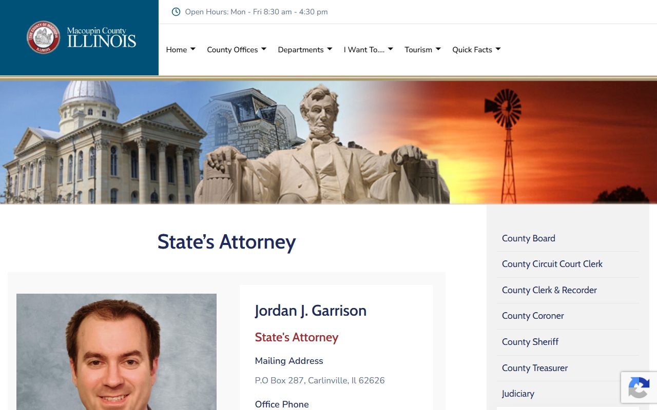 Macoupin County court records after a jail arrest State's Attorney prosecution role